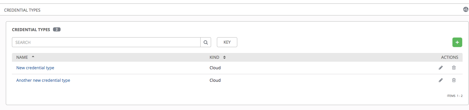 Credential Types - home with example credential types