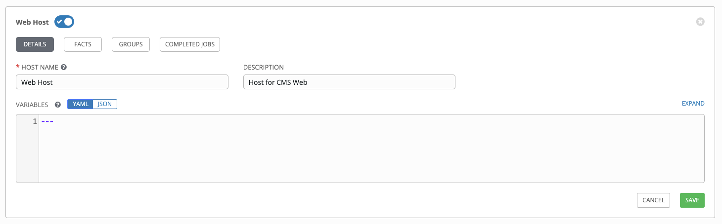 Inventories add group host details