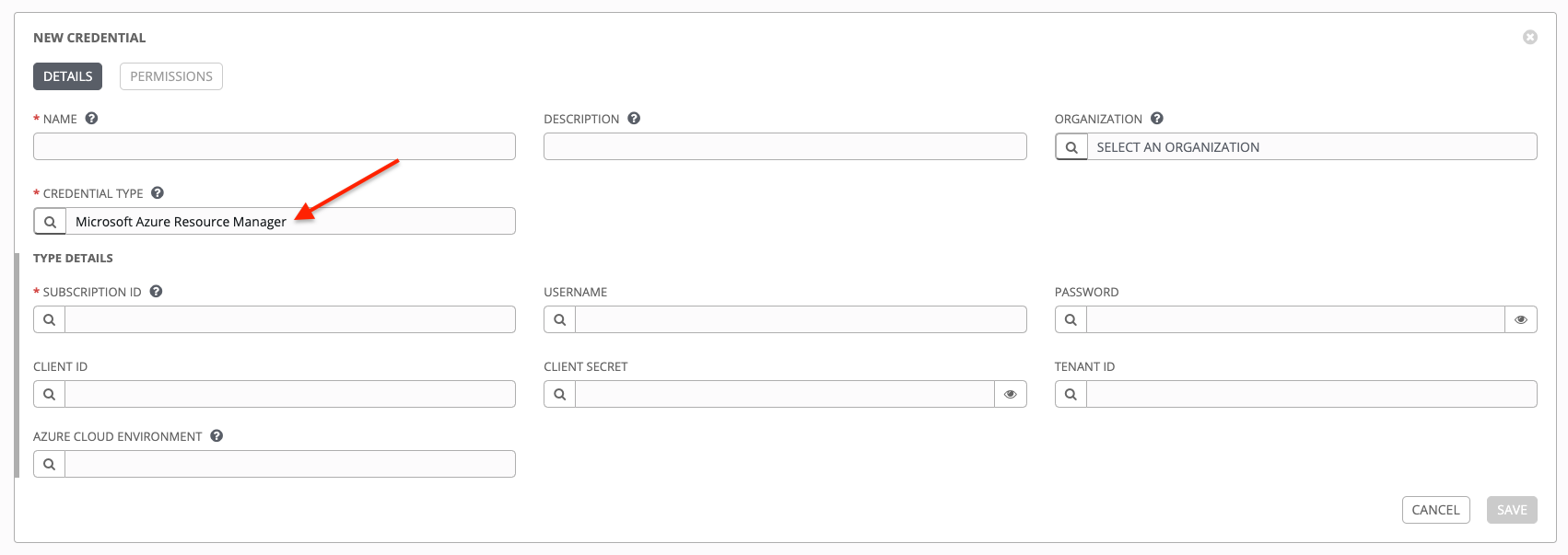 Credentials - create Azure credential